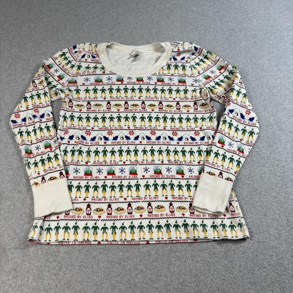 Hanna Anderson Elf Shirt Women Medium White Christmas Thermal Top Organic Pajama